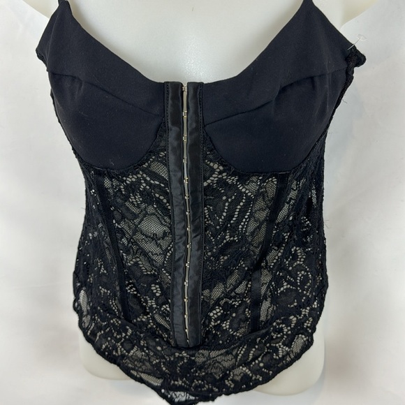Free People Intimately Lace Mesh Night Rhythm Corset Black Bodysuit Size M - NEW - Picture 6 of 16